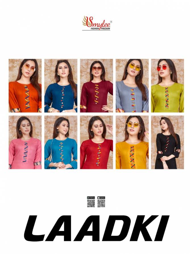 Smylee Ladki Heavy Latest Fancy Designer Ethnic Wear Rayon Casual Kurti Collection
